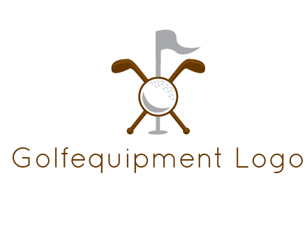 golf ball and clubs with flag logo
