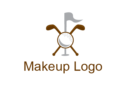 golf ball and clubs with flag logo