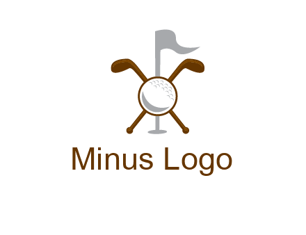 golf ball and clubs with flag logo