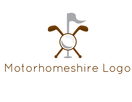 golf ball and clubs with flag logo