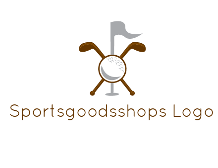 golf ball and clubs with flag logo