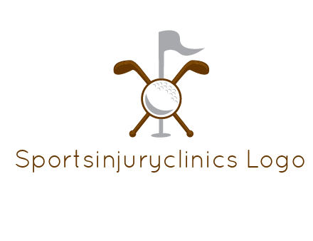 golf ball and clubs with flag logo