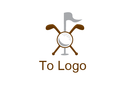 golf ball and clubs with flag logo