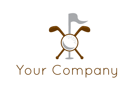 golf ball and clubs with flag logo