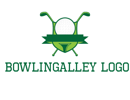 golf ball on tee in front of crossed golf clubs monogram