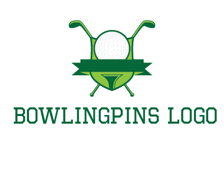 golf ball on tee in front of crossed golf clubs monogram