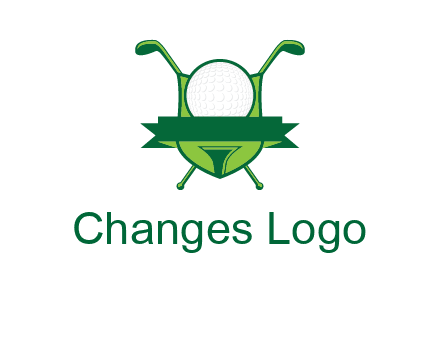 golf ball on tee in front of crossed golf clubs monogram