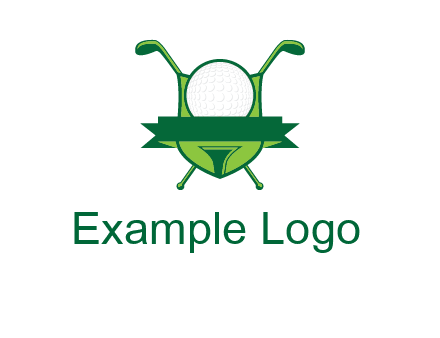 golf ball on tee in front of crossed golf clubs monogram