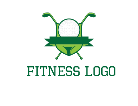 golf ball on tee in front of crossed golf clubs monogram