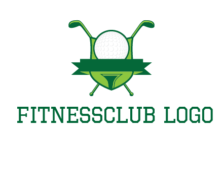 golf ball on tee in front of crossed golf clubs monogram