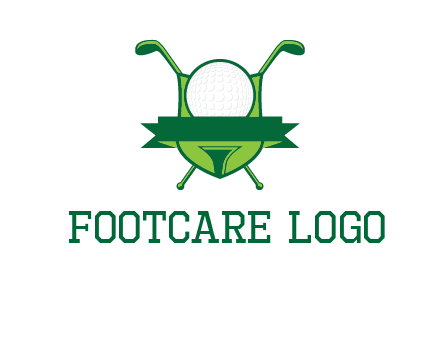 golf ball on tee in front of crossed golf clubs monogram