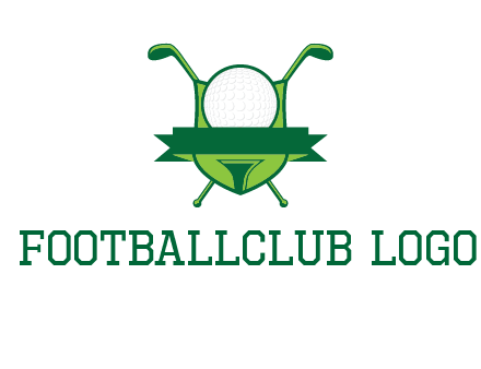 golf ball on tee in front of crossed golf clubs monogram
