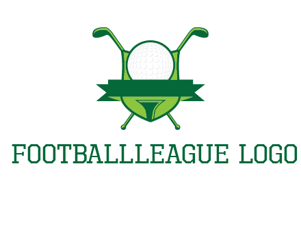 golf ball on tee in front of crossed golf clubs monogram