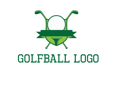 golf ball on tee in front of crossed golf clubs monogram