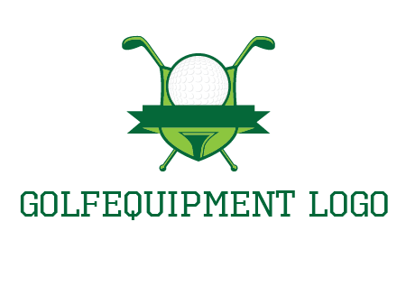 golf ball on tee in front of crossed golf clubs monogram
