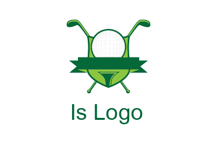 golf ball on tee in front of crossed golf clubs monogram