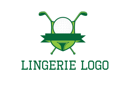 golf ball on tee in front of crossed golf clubs monogram