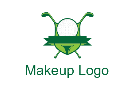 golf ball on tee in front of crossed golf clubs monogram
