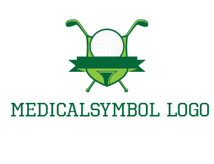 golf ball on tee in front of crossed golf clubs monogram