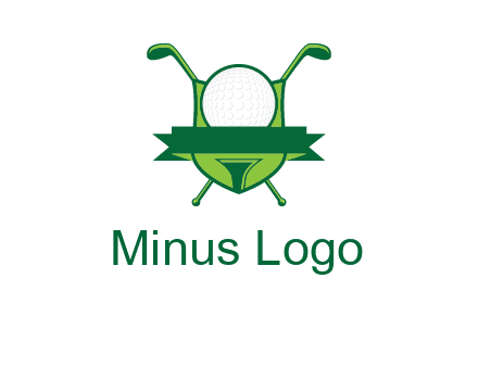 golf ball on tee in front of crossed golf clubs monogram