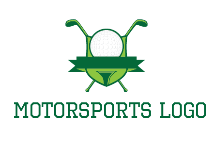 golf ball on tee in front of crossed golf clubs monogram