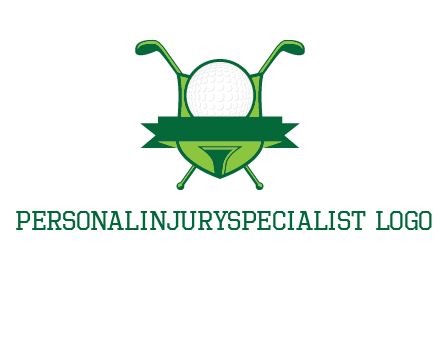 golf ball on tee in front of crossed golf clubs monogram