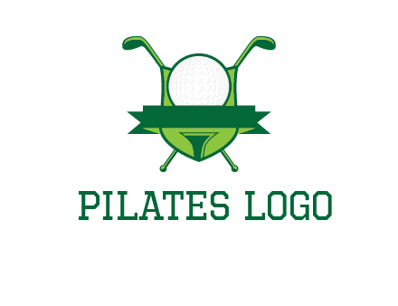 golf ball on tee in front of crossed golf clubs monogram