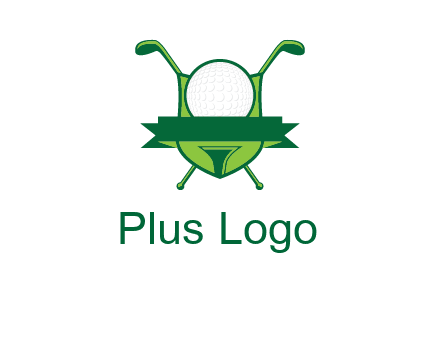 golf ball on tee in front of crossed golf clubs monogram