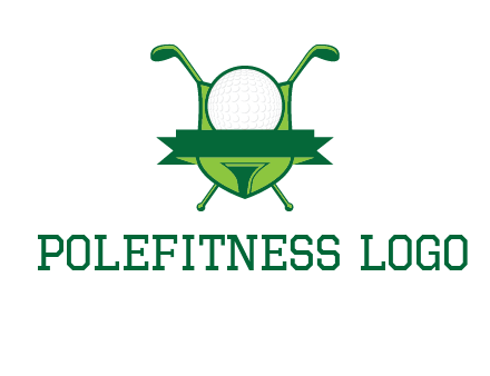golf ball on tee in front of crossed golf clubs monogram