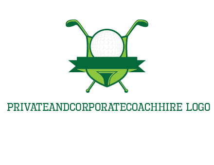 golf ball on tee in front of crossed golf clubs monogram