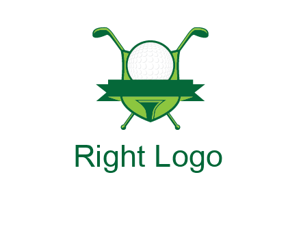 golf ball on tee in front of crossed golf clubs monogram