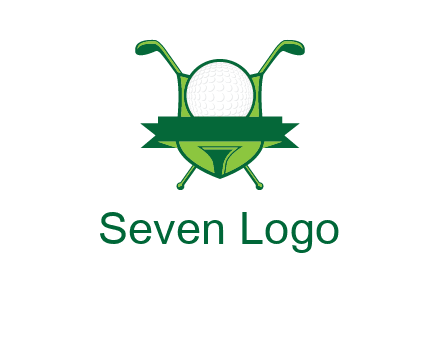 golf ball on tee in front of crossed golf clubs monogram