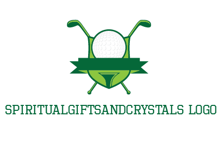 golf ball on tee in front of crossed golf clubs monogram