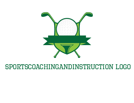 golf ball on tee in front of crossed golf clubs monogram