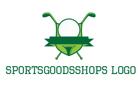 golf ball on tee in front of crossed golf clubs monogram