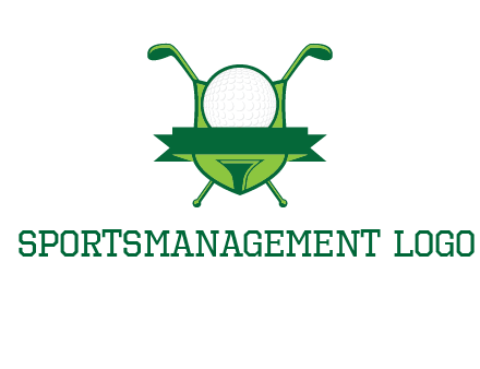 golf ball on tee in front of crossed golf clubs monogram