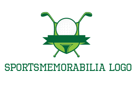 golf ball on tee in front of crossed golf clubs monogram