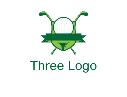 golf ball on tee in front of crossed golf clubs monogram