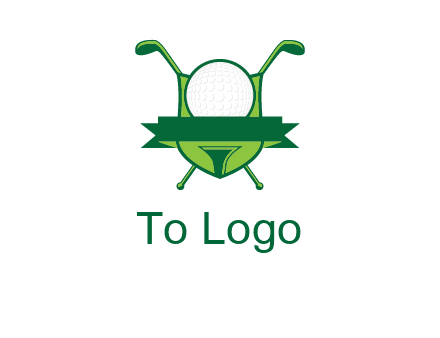 golf ball on tee in front of crossed golf clubs monogram