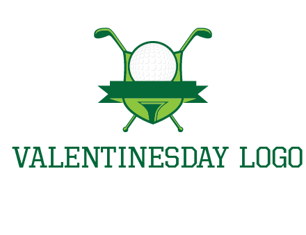 golf ball on tee in front of crossed golf clubs monogram