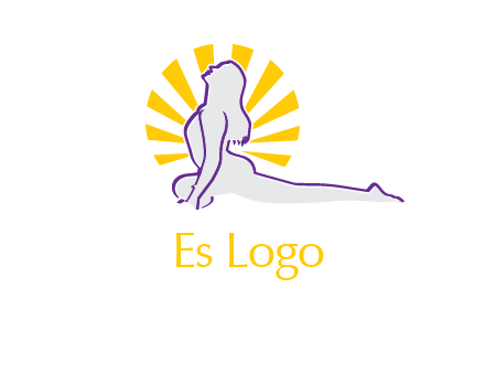 woman stretch on floor fitness logo