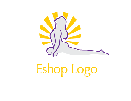 woman stretch on floor fitness logo