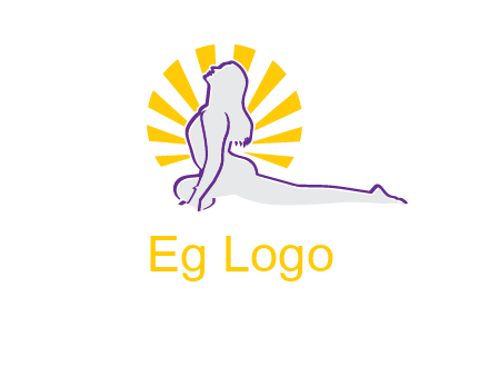 woman stretch on floor fitness logo