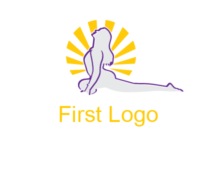 woman stretch on floor fitness logo