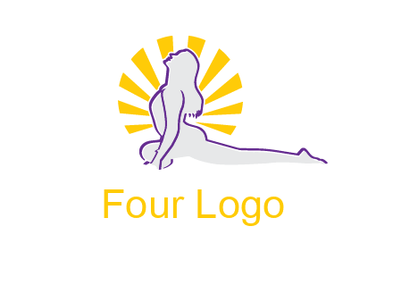 woman stretch on floor fitness logo