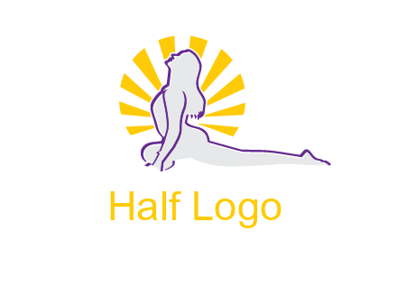 woman stretch on floor fitness logo