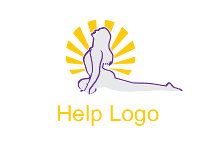 woman stretch on floor fitness logo