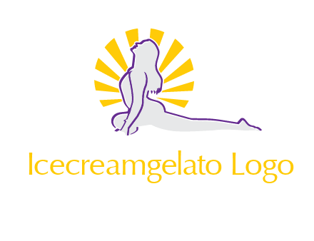 woman stretch on floor fitness logo