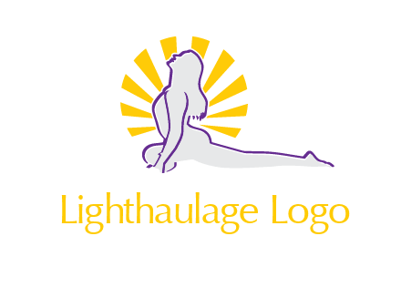 woman stretch on floor fitness logo