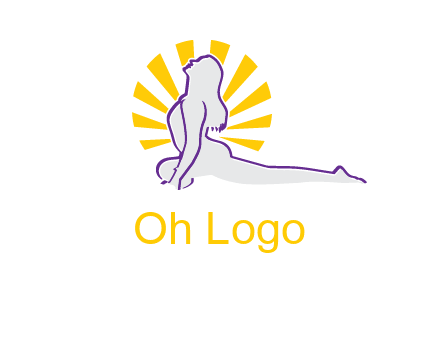 woman stretch on floor fitness logo